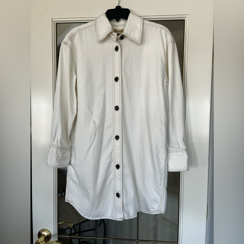 MADEWELL WHITE DENIM SHIRT DRESS